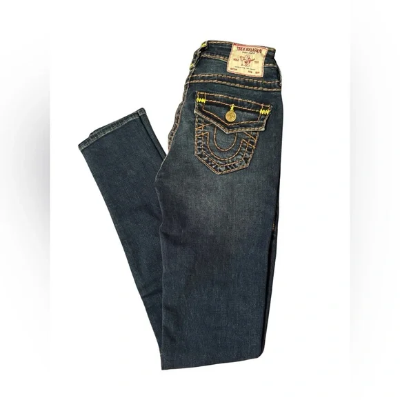 True Religion Stella Midrise Skinny Jeans Size 25 Blue Stretch Denim - Picture 2 of 6